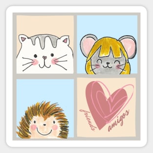 Friends: Cat, Mouse, Spike Sticker